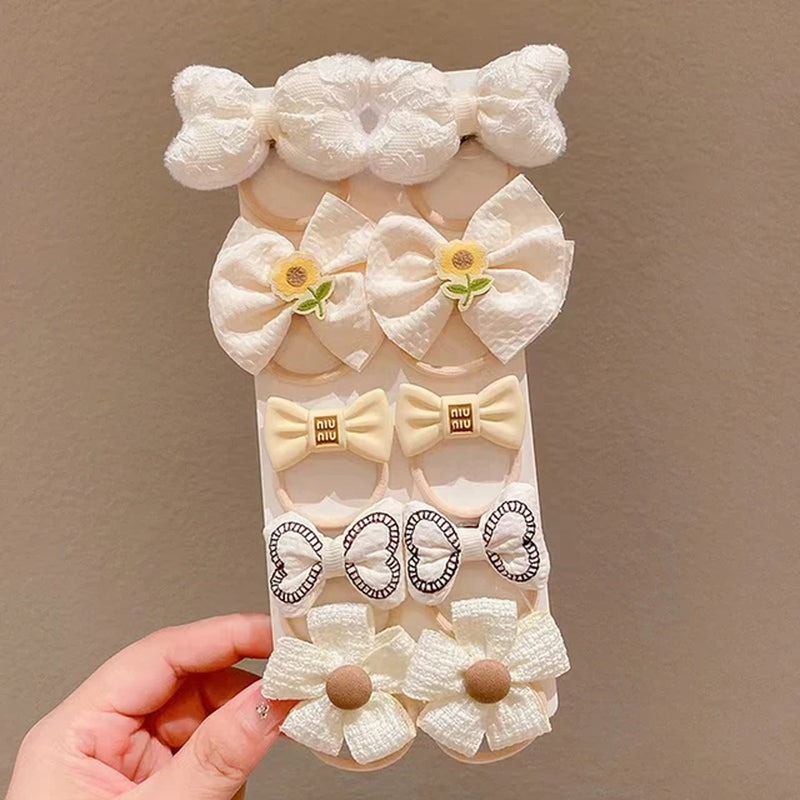 10Pcs/Set Baby Cartoon Hair Band Girls Cute Bow Hair Ties Princess Elastic Rubber Bands Headbands Kids Hair Accessories