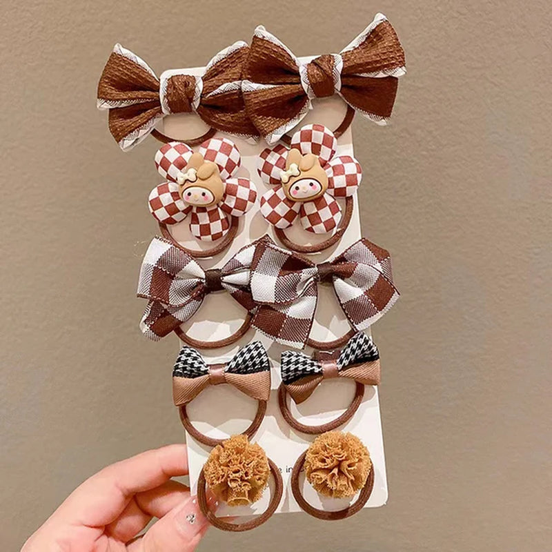 10Pcs/Set Baby Cartoon Hair Band Girls Cute Bow Hair Ties Princess Elastic Rubber Bands Headbands Kids Hair Accessories